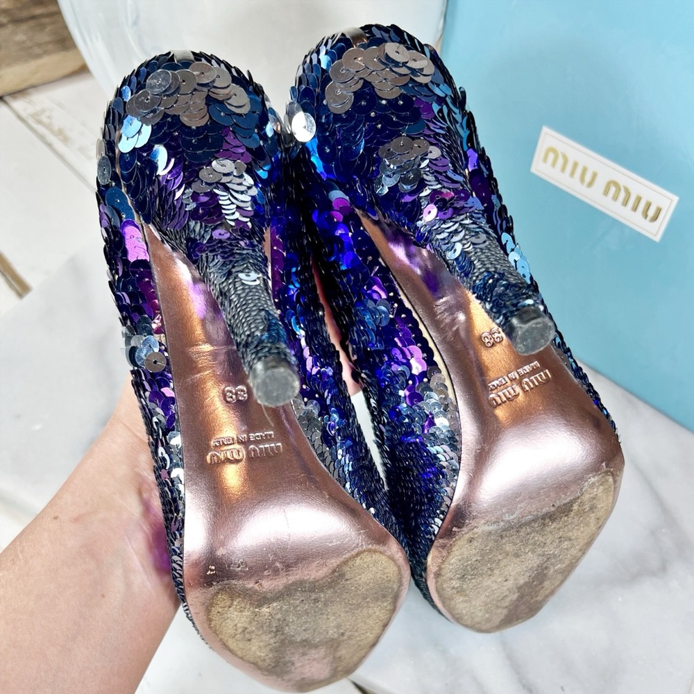 Miu Miu Multicolor Sequin Round Toe Pumps - image 8